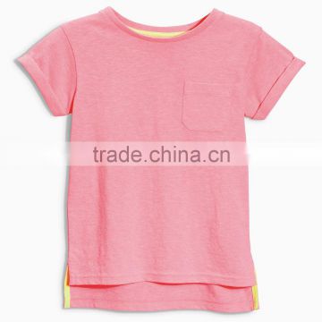 Kids T-Shirt, side slit, back part large with pocket, 100% Ctn, S/J, 160 Gsm