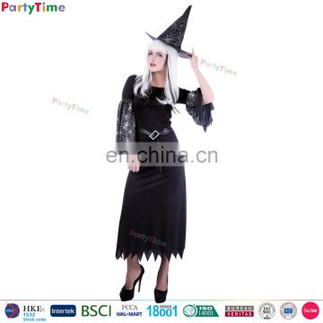 women halloween long sleeve black dresses sexy cosplay witch costume