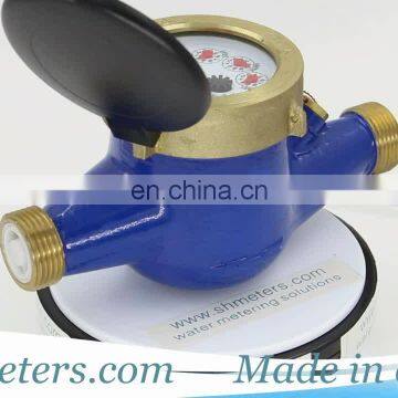 DN25 mm multi jet R160 pulse water meter with brass body