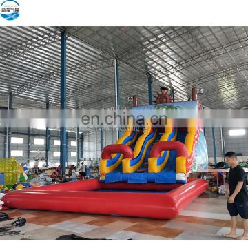 cheap inflatable pirate theme water slide with swimming pool for sale
