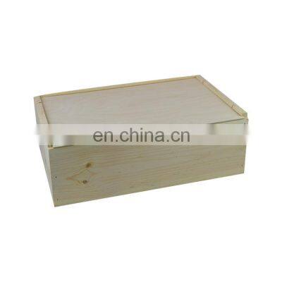 Simple and useful design unfinished cheap price 12 Bottle pine wooden wine box