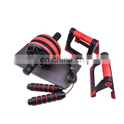 Home Fitness exercise abdominal muscle wheel set portable home custom push up bar abs roller with Knee Pads