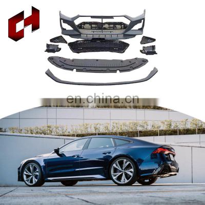 CH Wholesale Assembly Front Grille Rear Spoiler Roof Spoiler Headlight Conversion Bodykit For Audi A7 2019-2021 To Rs7