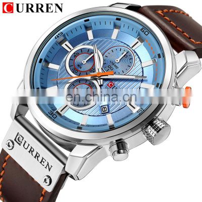 Curren 8291 Brand OEM Quartz Wrist Watches Leather Chrono Date Custom Watches Men Logo Customized