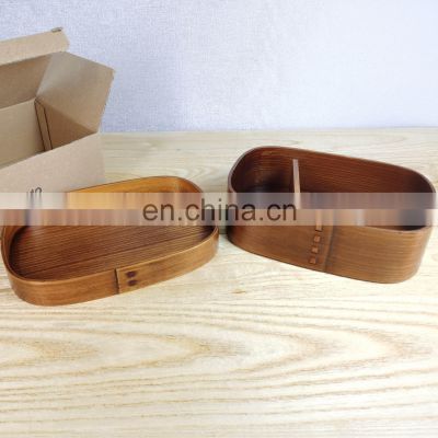 Eco Bamboo Bento Lunch Box, Wood Lunch Box 3-Compartment Japanese Bento Box Wooden-Sushi Tableware Bowl Food Container