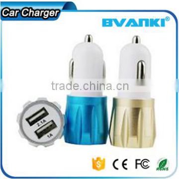 Promotional Wireless 5V 2.1A Mobile Aluminium Dual USB Car Charger for iPhone 6 | for Samsung Portable 12v Car Battery Charger
