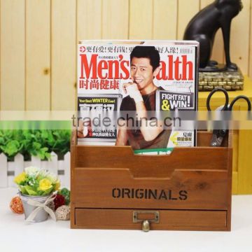 wooden Organizer box, carrying case document holder, wood compartment storage box, paper document holder for office