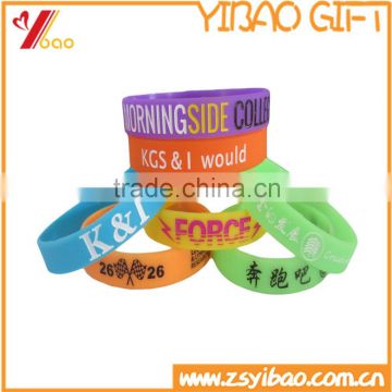 Silicone Debossed Wristband With Color, Rubber Debossed Silicone Bracelet