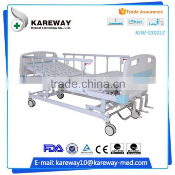 China supplier lift ultra-low disabled manual high standard three crank manual medical bed