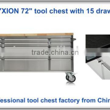 2016 New 72 inch workstation stainless toolbox with wood top