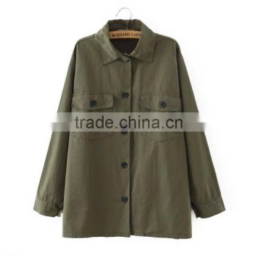 wholesale clothing pocket front army green shirt