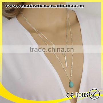 double fancy latest long chain layered necklace
