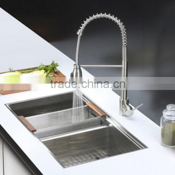 Undermount Double Bowl Kitchen Sink with Strainer, Grids and Colander
