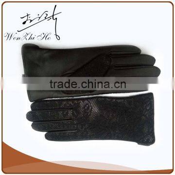 Bright Black Manmade Cheap Leather Gloves for Winter