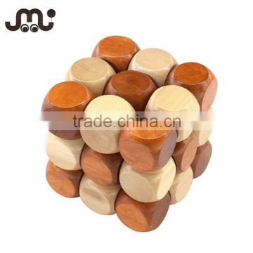 Brain training small educational 3D wooden cube puzzle