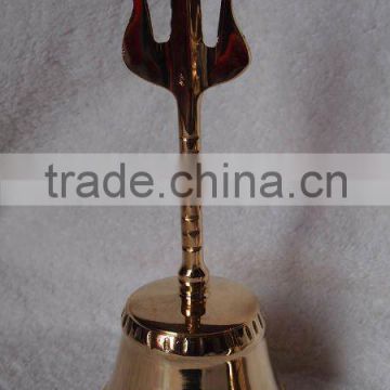Tibetan brass temple/church/ritual bell A3-502 with Trident handle hand for home decor (E205)