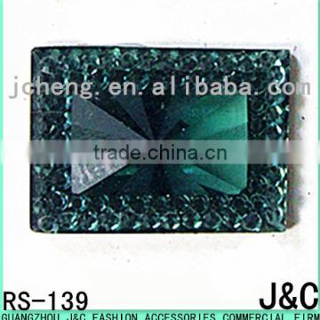20*40 green color sharp face rectangle resin stone