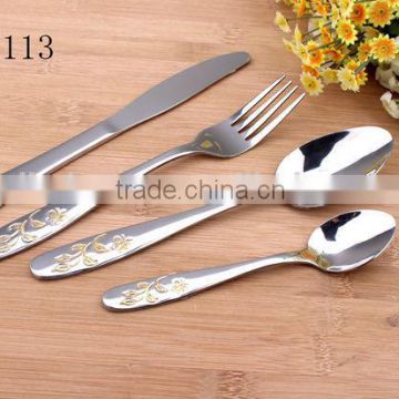 Stainless Steel Cutlery Set Tableware with Gold-plated Handle