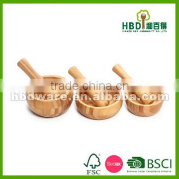 NEW design bamboo mortar and pestle set wholesale