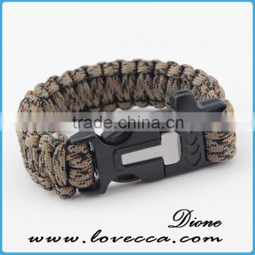 200 colors colored handmade survival paracord emergency bracelet with firestarter whistle and custom tools