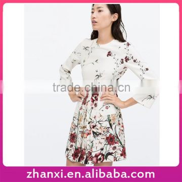 Autumn elegant women white slim chiffon hit color flower girl dresses