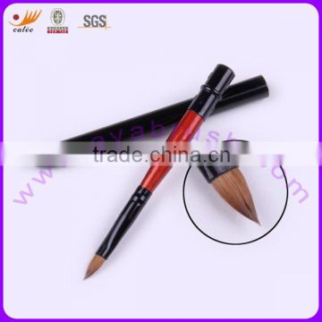 Natural hair retractable lip brush with cover for cosmetic