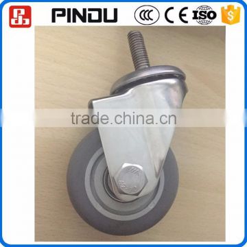 Stainless steel fixed rigid caster medical rubber wheels with brake