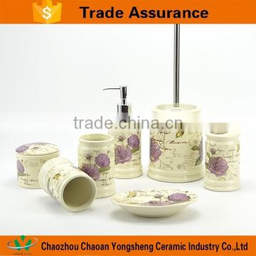 hotsale rosa garden impressionistic style 7-pc ceramic set bathroom accessories