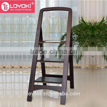 high quality 3 step wood fold step stool Multifunction step ladder