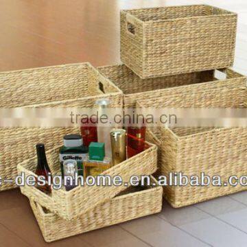 S/6 RECTANGULAR WATER HYACINTH STORAGE & TRAY