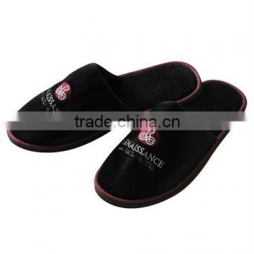 Hot sales high grade closed toe coloured hotel velour disposable slipper
