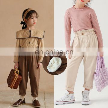 2020 autumn new style kids Korean two-color washed twill casual pants