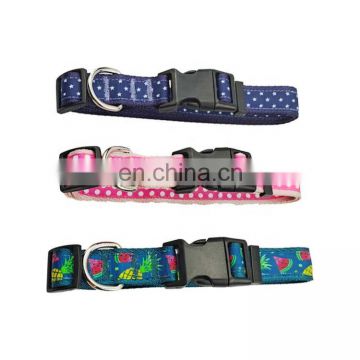 Cute cotton cat and dog collar can custom logo,pink,green and blue with pattern collar