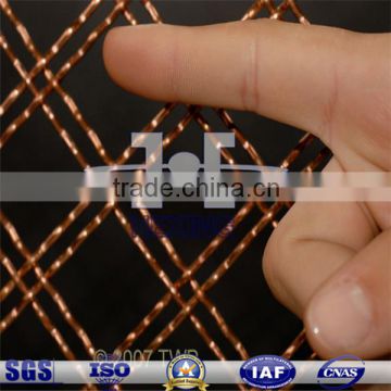 Crimped brass decorative wire mesh for cabinets