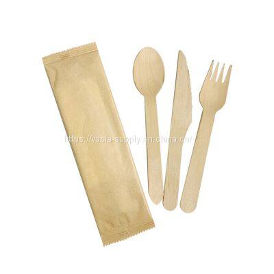 Wholesale FSC 100% Biodegradable Individually Wrapped Wooden Spoon 16cm