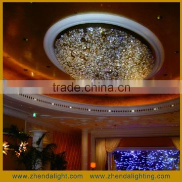 Modern Huge round shape crystal hall ceiling light for hotel lobby and Villa