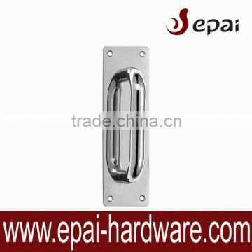 Stainless steel handle with plate for entrance door