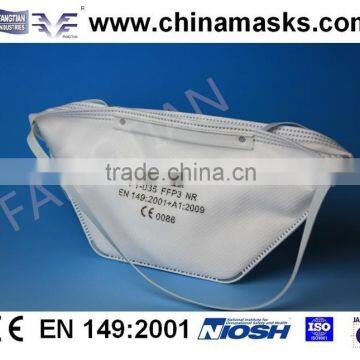 Flat folded FFP3 dust mask with CE respriator