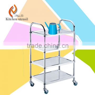 Four tiers Stainless steel commercial kitchen pan tray trolley cart with wheels used in kitchen restaurant hotel