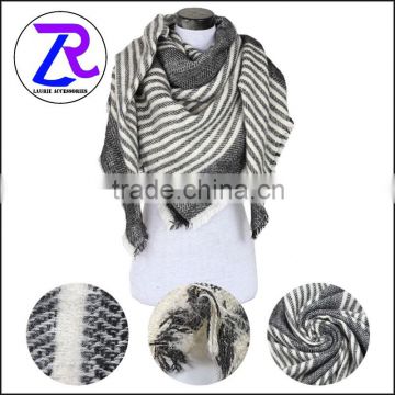 2016 New Style Stripe 100% Acrylic Fashional Women Winter Jacquard Square Scarf