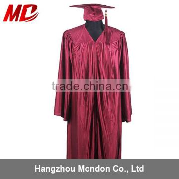 High School Graduation Cap and Gown Shiny Maroon