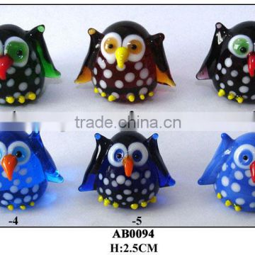 cute colored glass owl with sharp mouth for home ornament