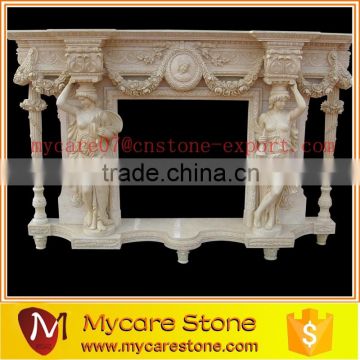 Home decorative hand carved antique natural marble fireplace mantels