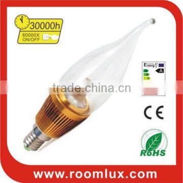 shakeproof non-friable E14 LED candle bulb & chandelier light 1W Dia35X140mm