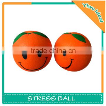 Children PU Foam Smiley Face Fruit Orange Stress Ball