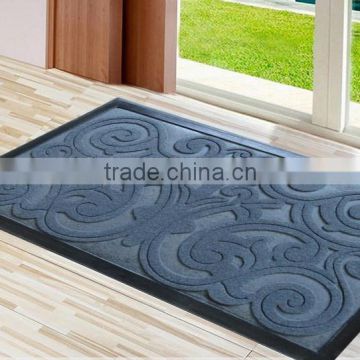 Door mat antiSlip Entrance recycled rubber embossed polyester floor mat