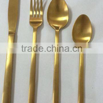 Heavy Weight Matte gold PVD coating cutley set FDA LFGB standard North America Market