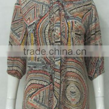 PRETTY STEPS fire leaf print tunic blouse for ladies