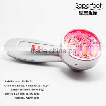Trade assurance mini rechargeable LED red and blue light therapy skin lightening for home spa beauty instrucment