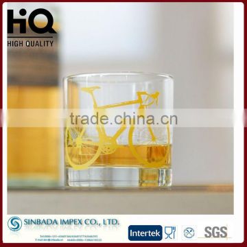 Machine made water glass cup with printing designs for juice&whisky